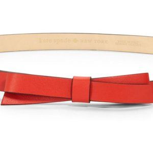 NWOT KATE SPADE Coral Leather Skinny Bow Belt